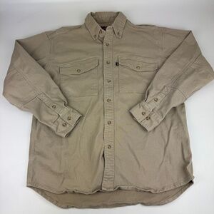 Justin Original Workwear Mens Size L Heavy Weight Long Sleeve Work Shirt Beige